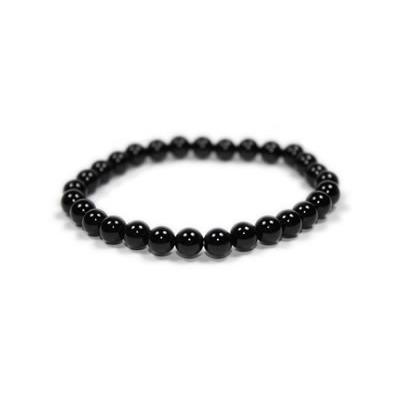 Bracelet en Pierres Boules d'Agate Noire (6 mm)