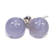 Calcédoine Bleue Puces d'Oreilles Rondes 8 mm et Argent 925