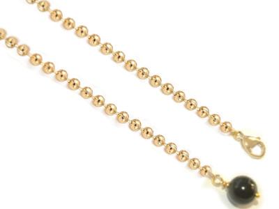 Chaîne à Billes Pour Pendule en Acier inoxydable Dorée et Perle en Obsidienne Oeil Céleste de 8mm