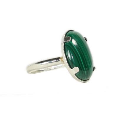 Bague Cabochon Ovale en Malachite 18x13 mm et Argent 925