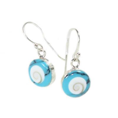 Pendants d'Oreilles Oeil de Sainte Lucie Sur Turquoise et Argent 925