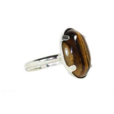 Bague en Oeil de Tigre Cabochon Ovale 25x18 mm