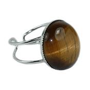 Bague Cabochon Rond en Oeil de Tigre Harmony