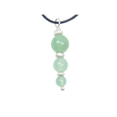 Pendentif Pierres Boules en Aventurine Verte Perles Argent 925