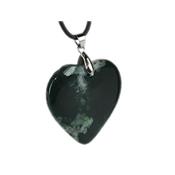 Pendentif Coeur en Agate Mousse 4 cm (Bélière Argentée)