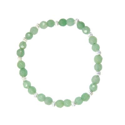 Bracelet en Pierres Boules Facettées d'Aventurine Verte (6 mm) Perles en Argent 925