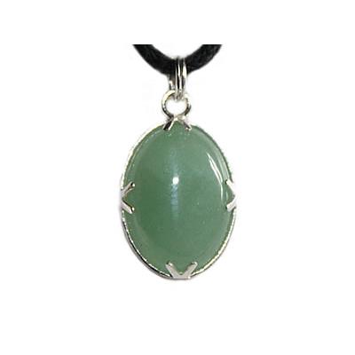 Aventurine Verte Pendentif Cabochon Pierre Ovale 18X13 mm et argent 925