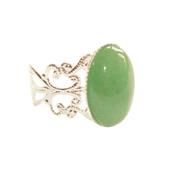 Bague Style Baroque en Aventurine Verte Cabochon Ovale 18x13 mm