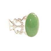 Bague Style Baroque en Aventurine Verte Cabochon Ovale 18x13 mm