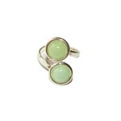 Bague en Argent Double Cabochons Ronds de 8mm en Pierre d'Amazonite