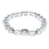 Bracelet en Pierres Boules de Cristal de Roche 8 mm et Bouddha