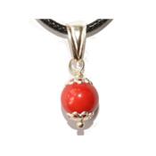 Pendentif Pierre Boule de 8mm en Corail Montage et Blire en Argent 925