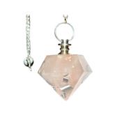 Orgonite Pendule Diamant et Cristaux de Quartz Rose