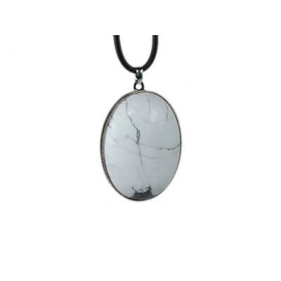 Howlite Blanche Pendentif Cabochon Pierre Ovale 25X18 mm