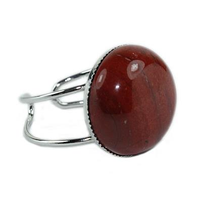 Bague Cabochon Rond en Jaspe Rouge Harmony