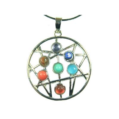 7 Chakras Pendentif Graine de Vie Montage Argenté