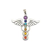 7 Chakras Pendentif Ailé Montage Argenté