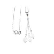 Quartz Rose Pendentif 3 Pierres Boules Facettées et sa Chaînette en Argent 925