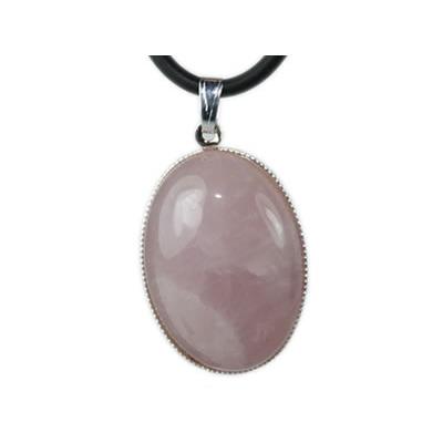 Quartz Rose Pendentif Cabochon Ovale 25x18 mm