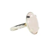 Bague Cabochon Ovale en Quartz rose 18x13 mm et Argent 925