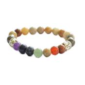 Bracelet 7 Chakras Pierres Boules d'Agate Crazy Lace 8 mm et Bouddha