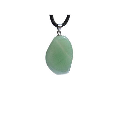 Pendentif Pierre Roulée d'Aventurine Verte Bélière Argentée