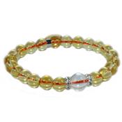 Bracelet en Pierres Boules 8 mm en Citrine et Coeur 12 mm