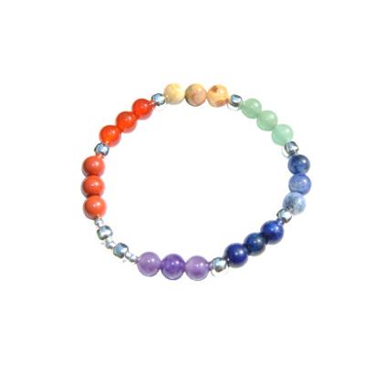 Bracelet 7 Chakras en Pierre Boule 6 mm