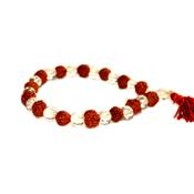 Mala Bracelet Cristal de Roche et Rudraksha 6 mm