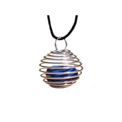 Lapis Lazuli Pendentif Cage Pierre Roulée