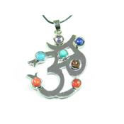 7 Chakras Pendentif Om Montage Argenté