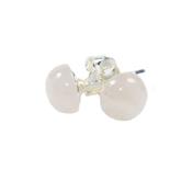 Quartz Rose Puces d'Oreilles Cabochons Ronds 8 mm et Argent 925