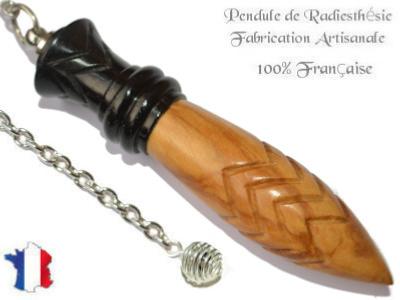 Pendule de Thot Plombé en Bois d'Olivier et Bois d'Ebène Pièce Unique N°THOOLEBPL-8
