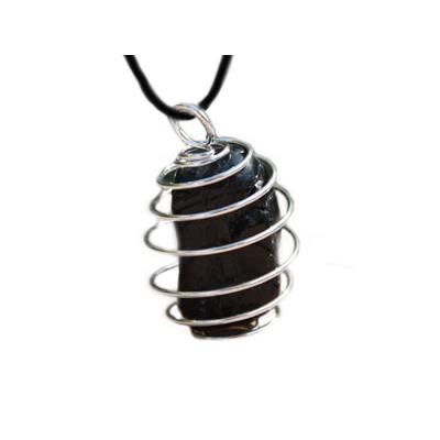 Tourmaline Noire Pendentif Cage Pierre Roulée