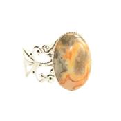 Bague Style Baroque en Agate Crazy Lace Cabochon Ovale 18x13 mm