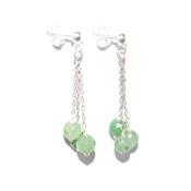 Aventurine Verte Clous d'Oreilles 3 Pierres Boules Facettées sur Argent 925