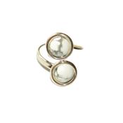 Bague en Argent Double Cabochons Ronds de 8mm en Pierre d'Howlite Blanche