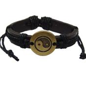 Bracelet Yin Yang en Cuir Cordon Noir
