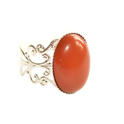 Bague Style Baroque en Cornaline Cabochon Ovale 18x13 mm