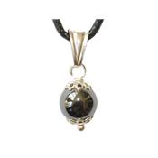 Pendentif Pierre Boule de 8mm en Hmatite Montage et Blire en Argent 925