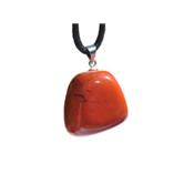 Pendentif Pierre Roule en Jaspe Rouge Blire Argente