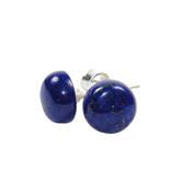 Lapis Lazuli Puces d'Oreilles Cabochons Ronds 8 mm et Argent 925