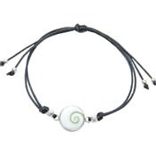 Bracelet Oeil de sainte Lucie Rond et Argent 925 Cordon Noir