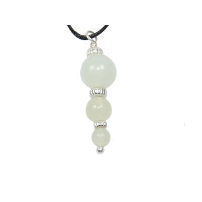 Pendentif Pierres Boules en Jade de Chine Perles Argent 925