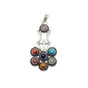 7 Chakras Pendentif Fleur de Lotus Montage Argenté