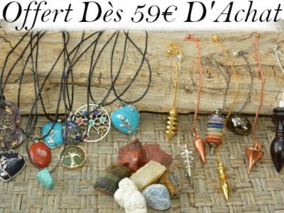 1 Pierre + Un Pendentif + 1 Pendule Offert Dès 59 Euros d'achat Valable du 21 au 31 Janvier 2026 (22h00) Modèles Selon Disponibilité