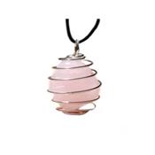 Quartz Rose Pendentif Cage Pierre Roulée