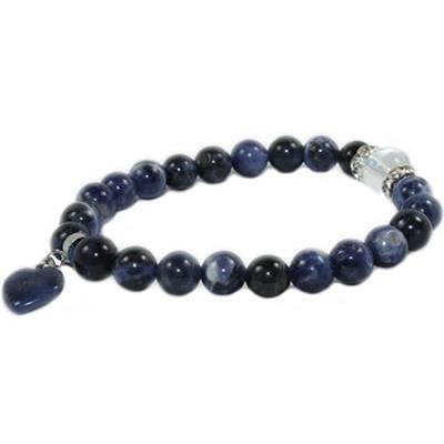 Bracelet en Pierres Boules 8 mm de Sodalite et coeur 12 mm