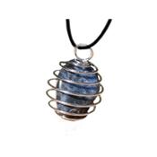 Sodalite Pendentif Cage Pierre Roulée