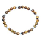Bracelet en Pierres Boules d'Oeil de Tigre (6 mm) Perles Argent 925